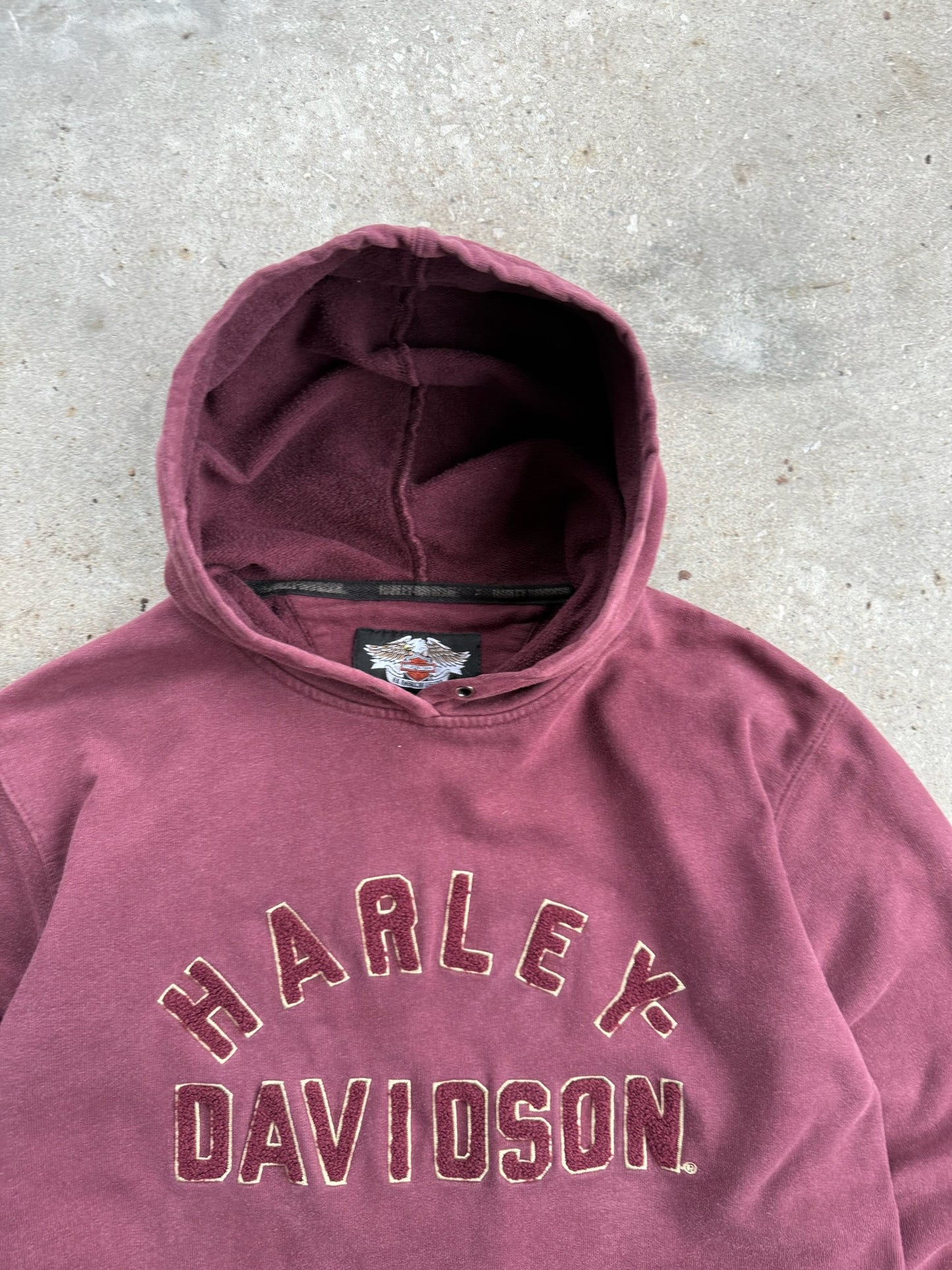 Vintage Maroon Harley Davidson Hoodie - S