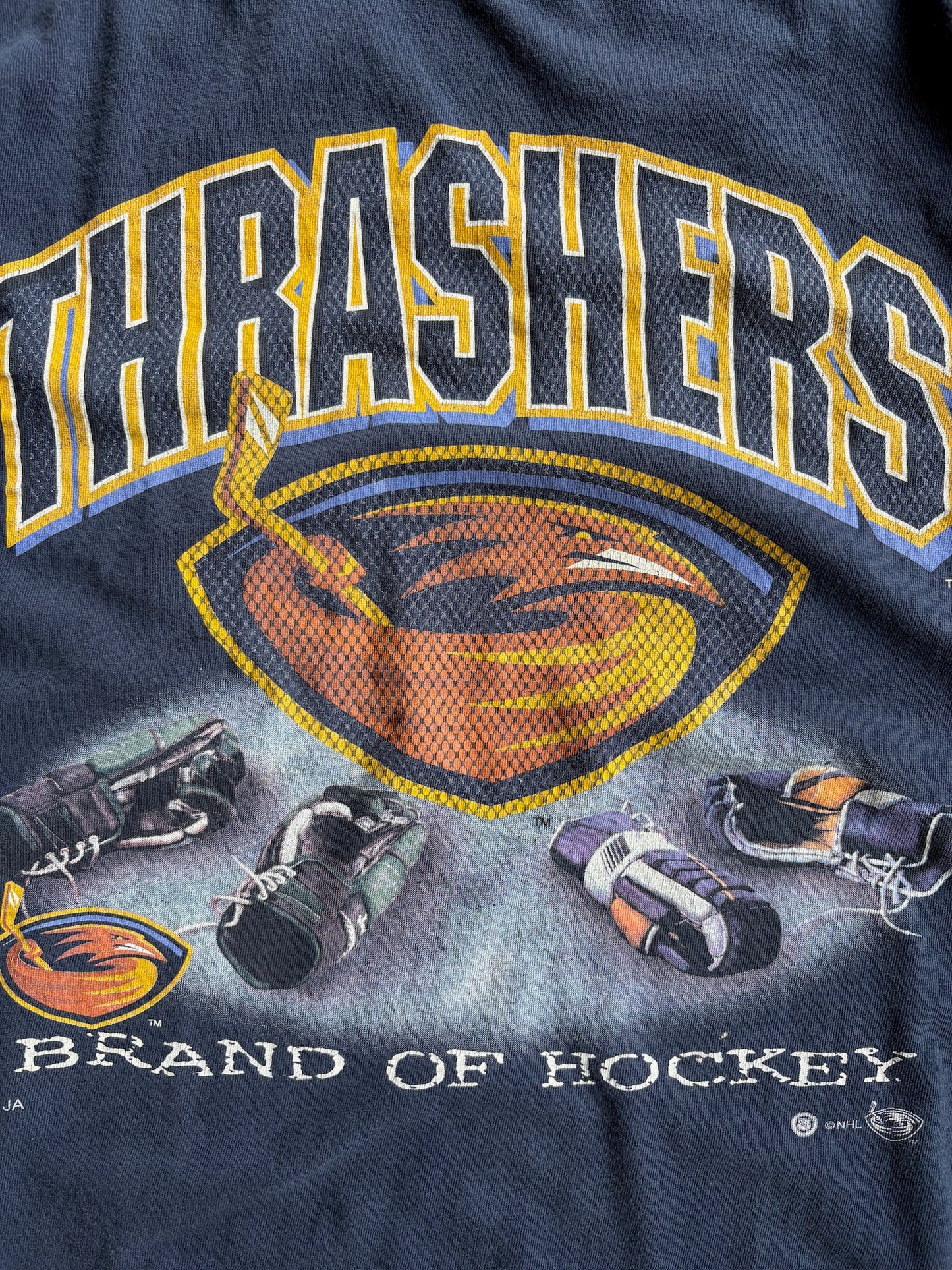 Vintage Navy Thrashers Brand Of Hockey Tee - XL