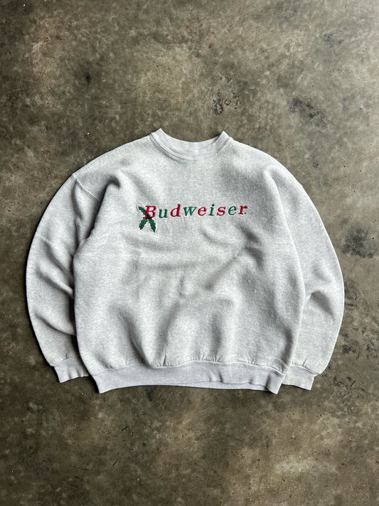 Vintage Grey Budweiser Christmas Crew - XL