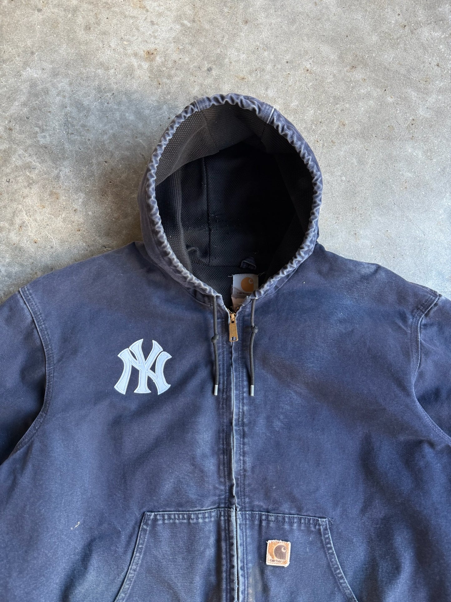 Vintage Dark Navy Hooded Yankees Carhartt Jacket - XXL