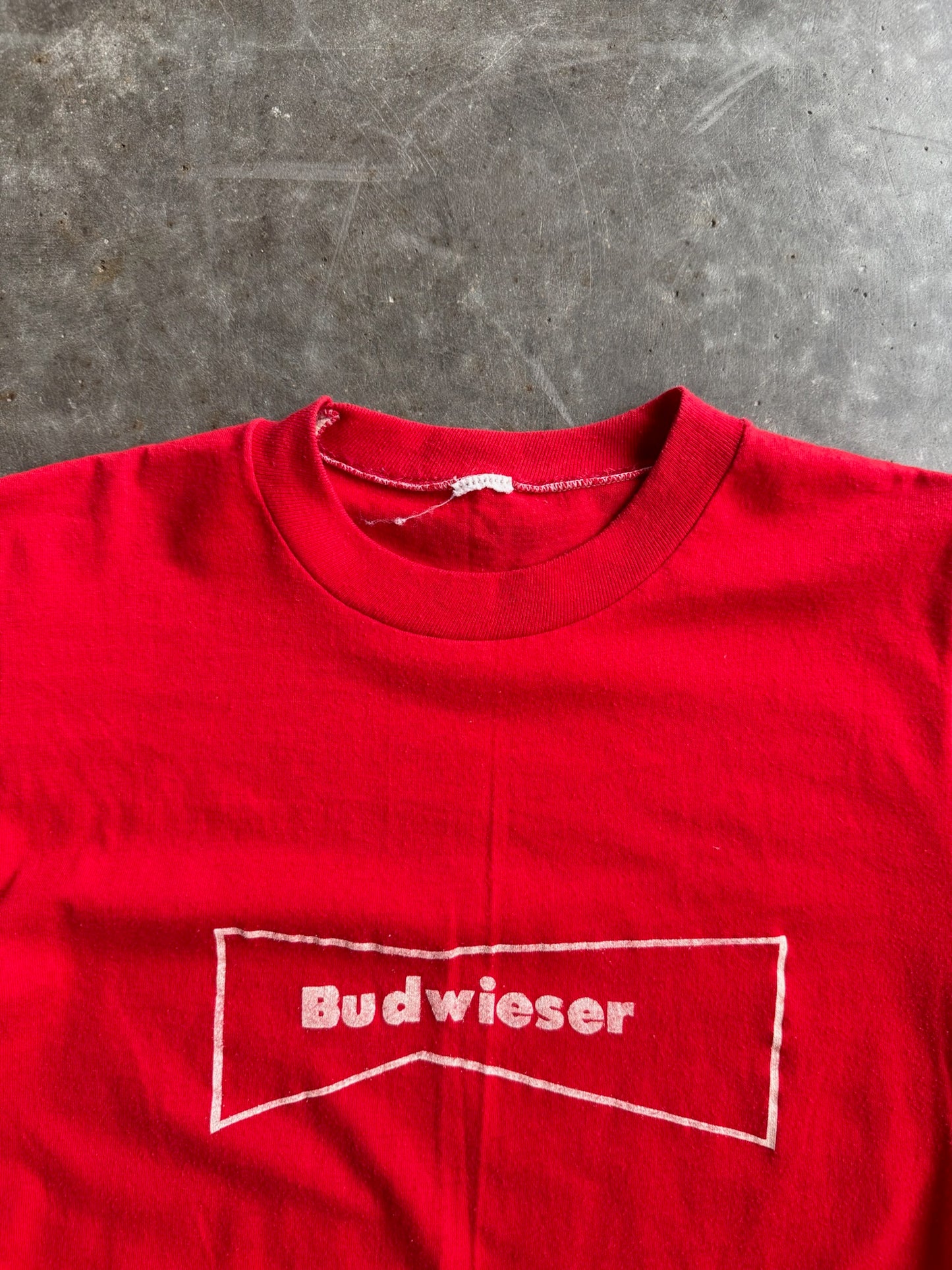 True Vintage Single Stitch Red Budwieser Distressed Tee - M