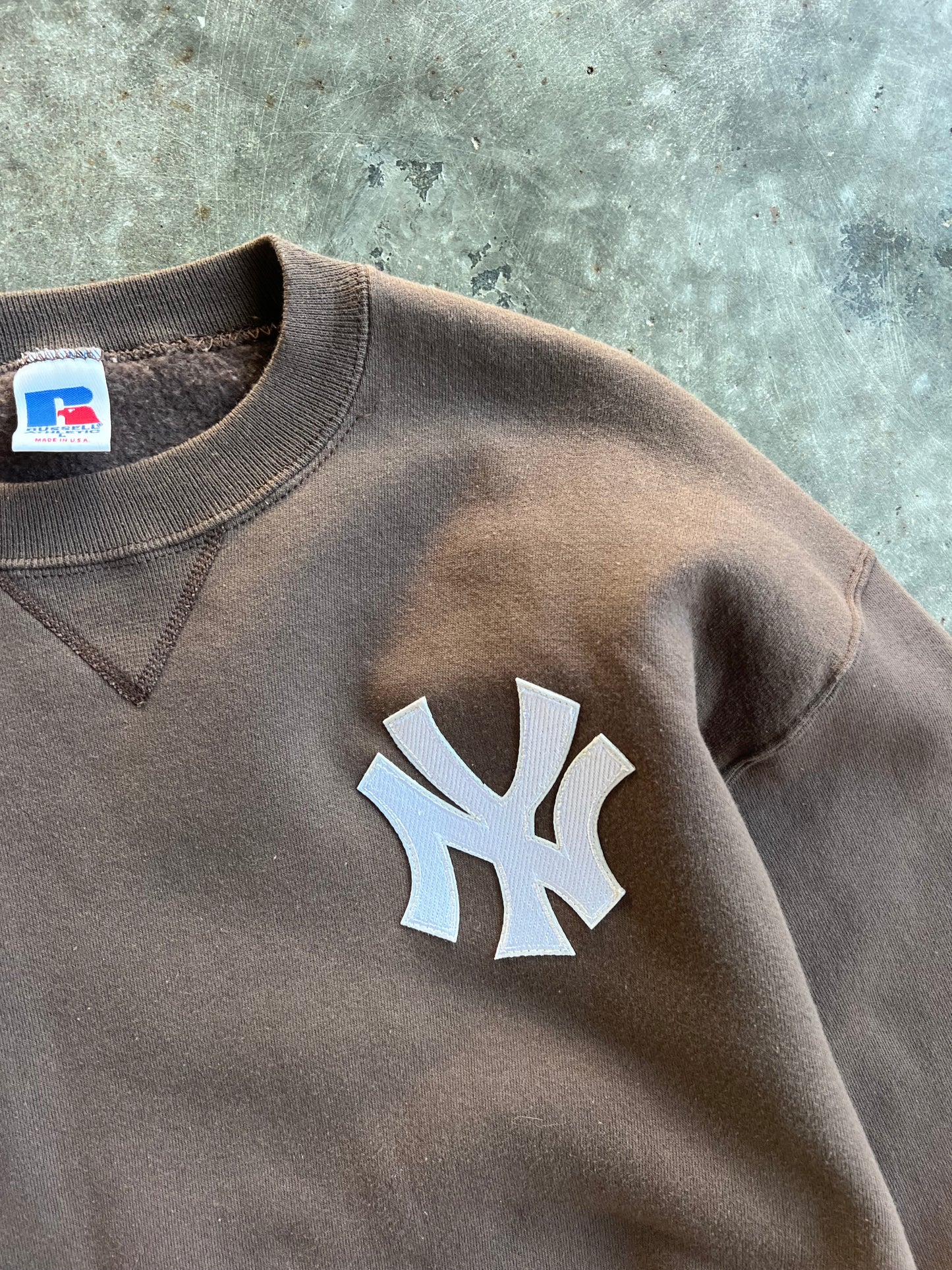 Vintage Brown Yankees Russell Crew - L