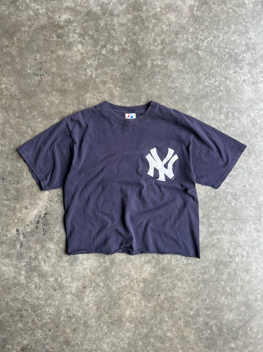 Vintage Navy Cropped Yankees Shirt - L