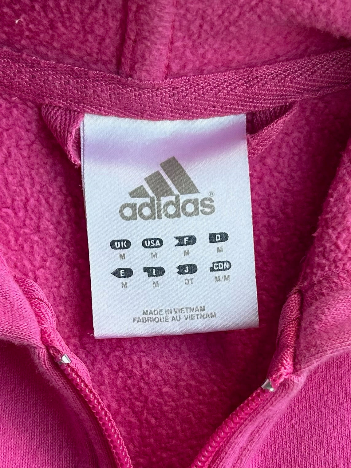 Vintage Pink Adidas Zip Up Hoodie - M