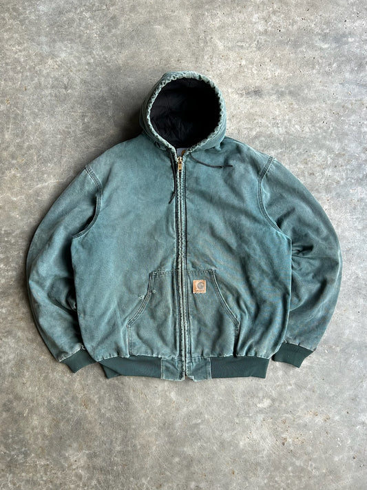 Vintage Green Hooded Carhartt Jacket - XXL