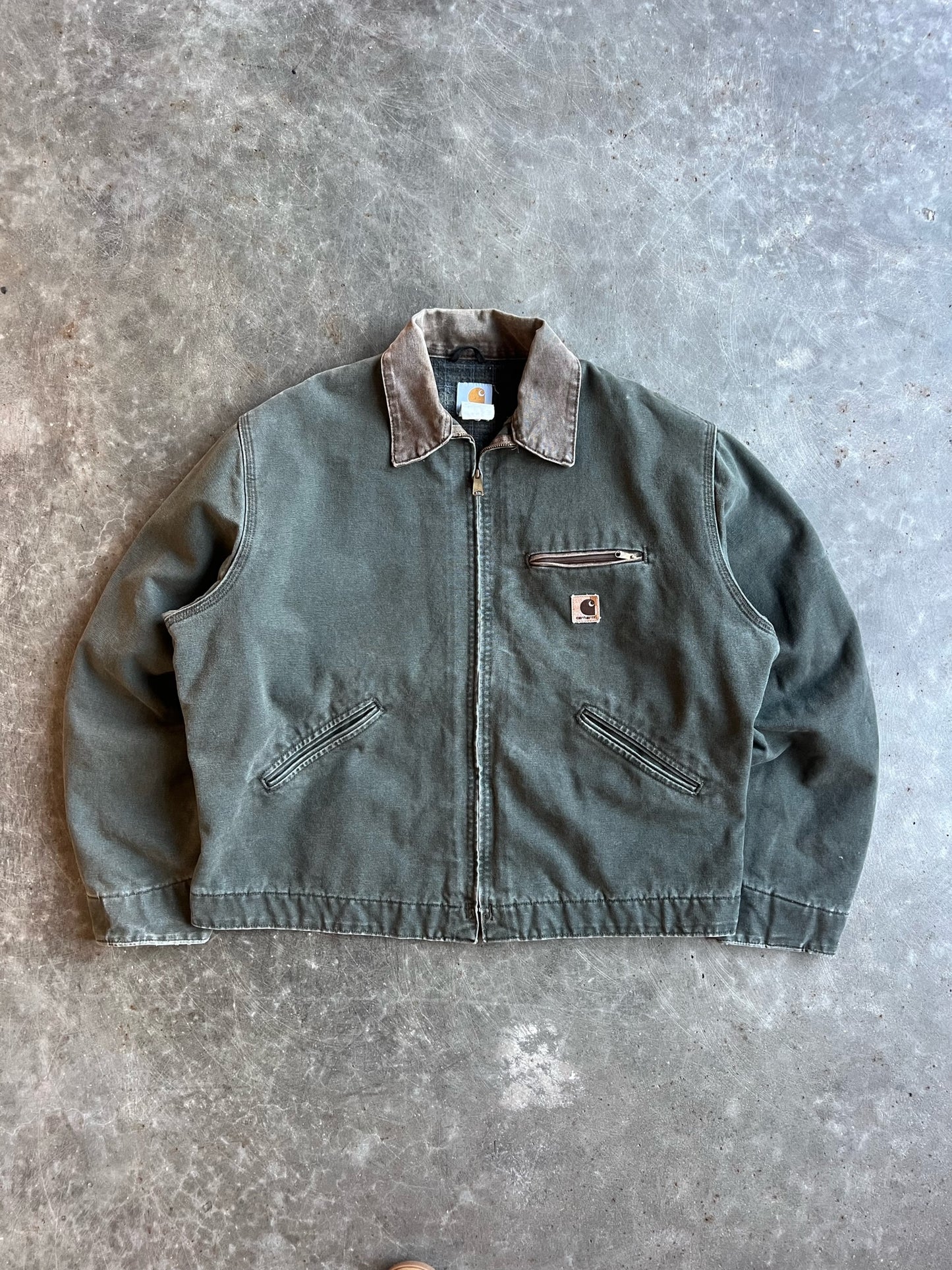 Vintage Green Flannel Lined Detroit Carhartt Jacket - XL