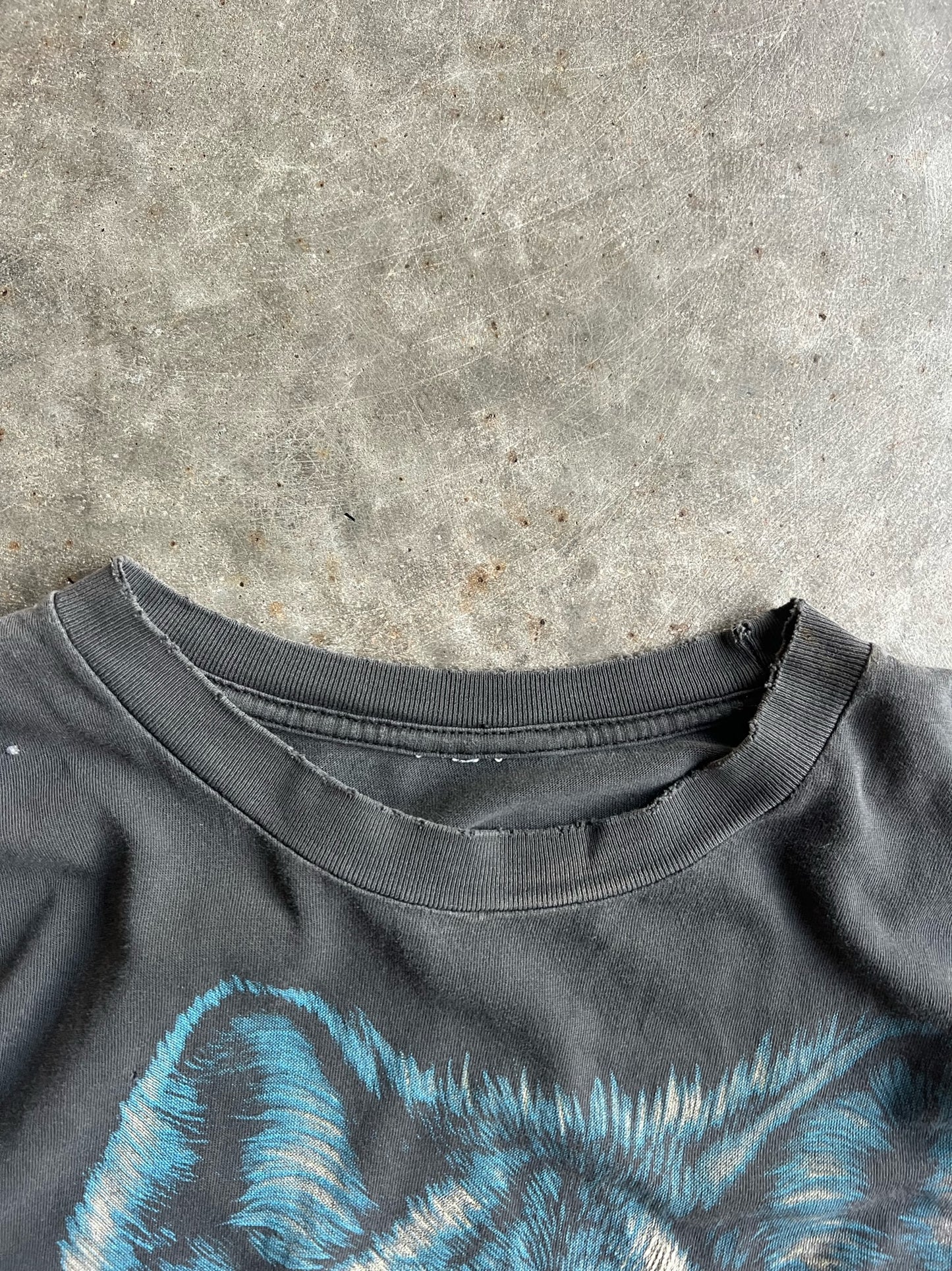 Vintage Faded Black Wolf Shirt - XL