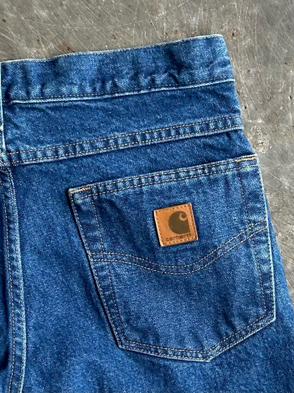 Vintage Dark Denim Distressed Carhartt Shorts - 30