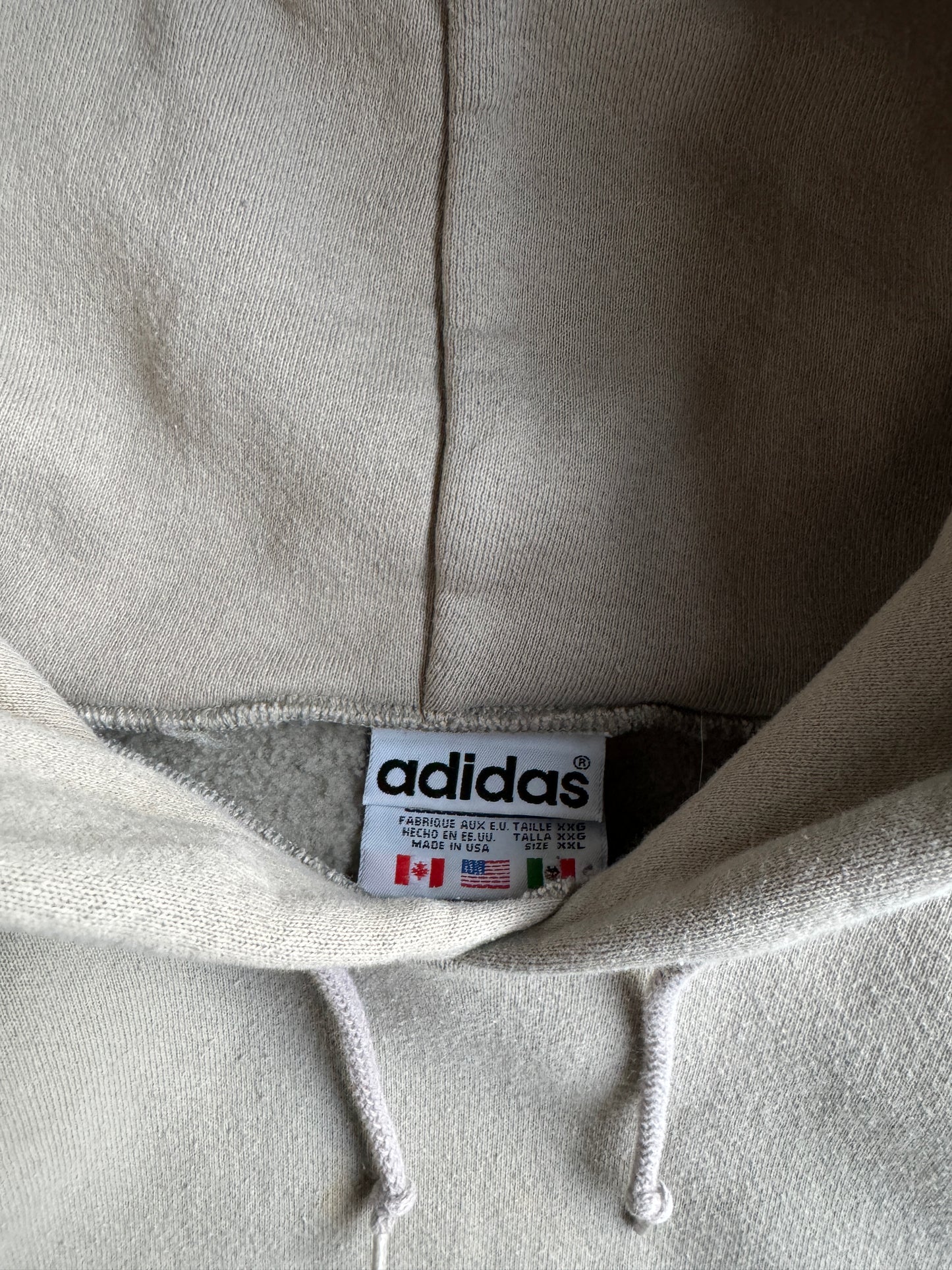 Vintage Beige Adidas Logo Hoodie - XXL