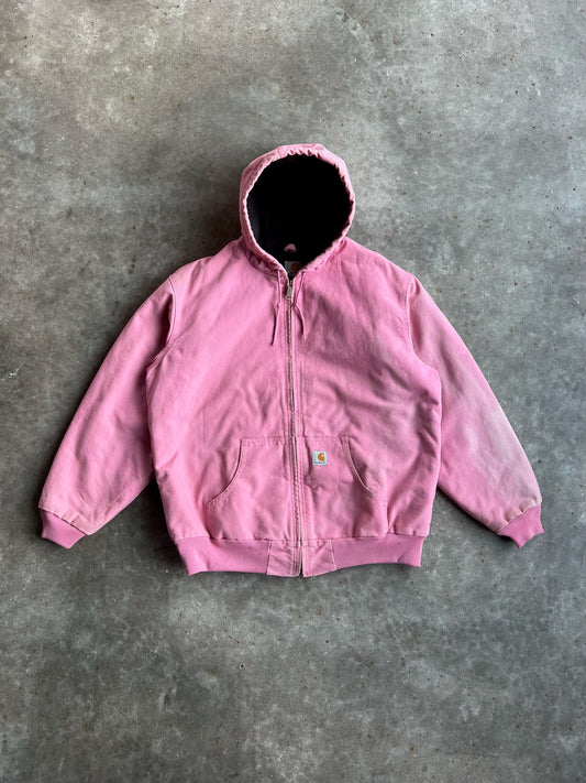 Vintage Baby Pink Hooded Carhartt Jacket - XL