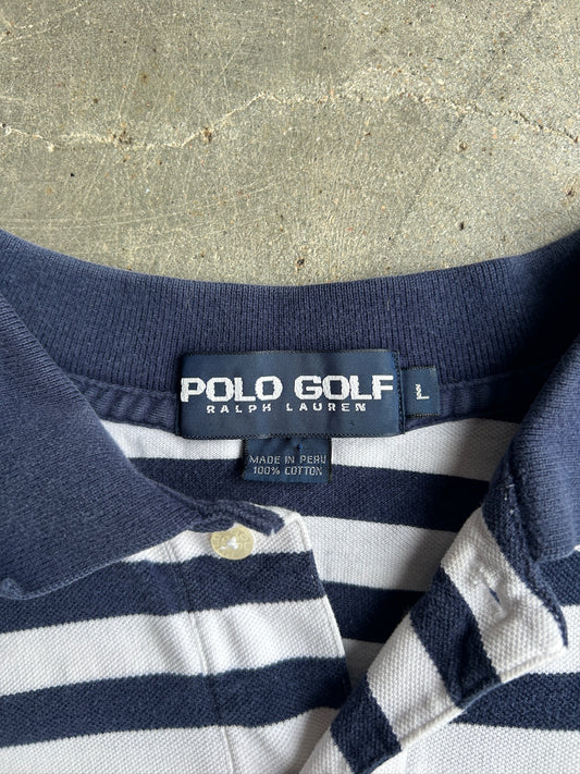 Vintage Navy Striped Ralph Lauren Golf Polo - L