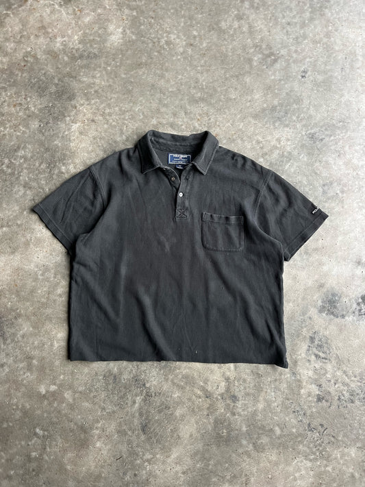 Vintage Black Thermal Polo - XL