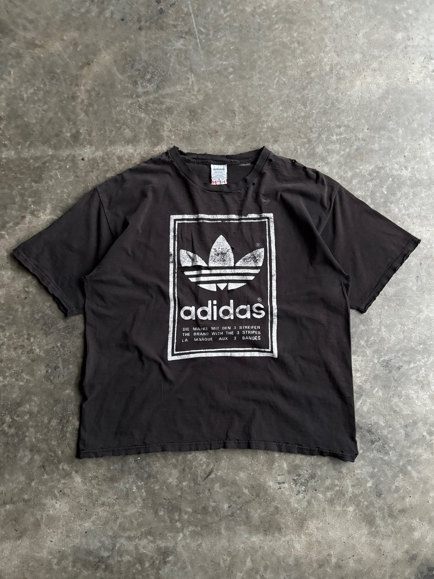 Vintage Distressed Black Adidas Shirt - XL