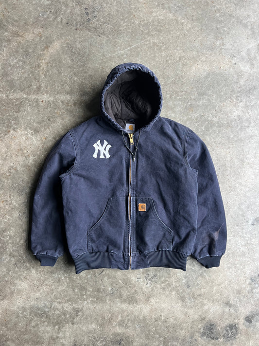 Vintage Navy Yankees Hooded Carhartt Jacket - M