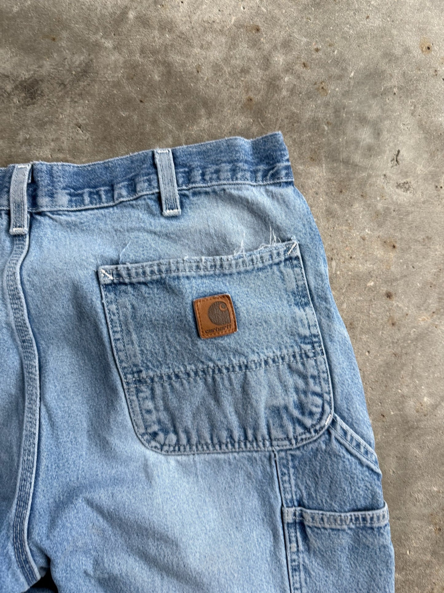 Vintage Light Wash Carhartt Denim Carpenter Pants - 32