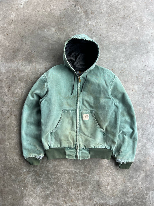 Vintage Mint Distressed Hooded Carhartt Jacket - L