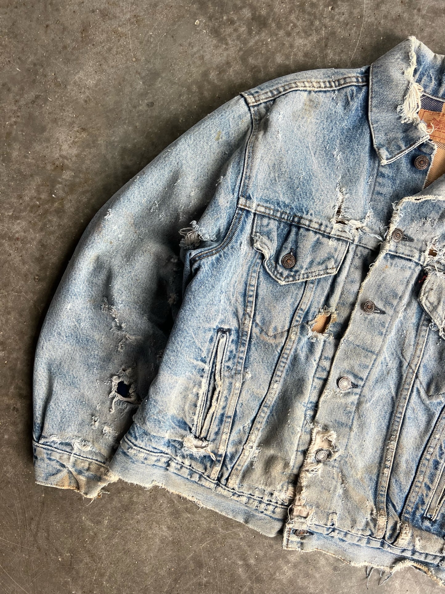 Vintage Levi Strauss Distressed Flannel Lined Denim Jacket - XL