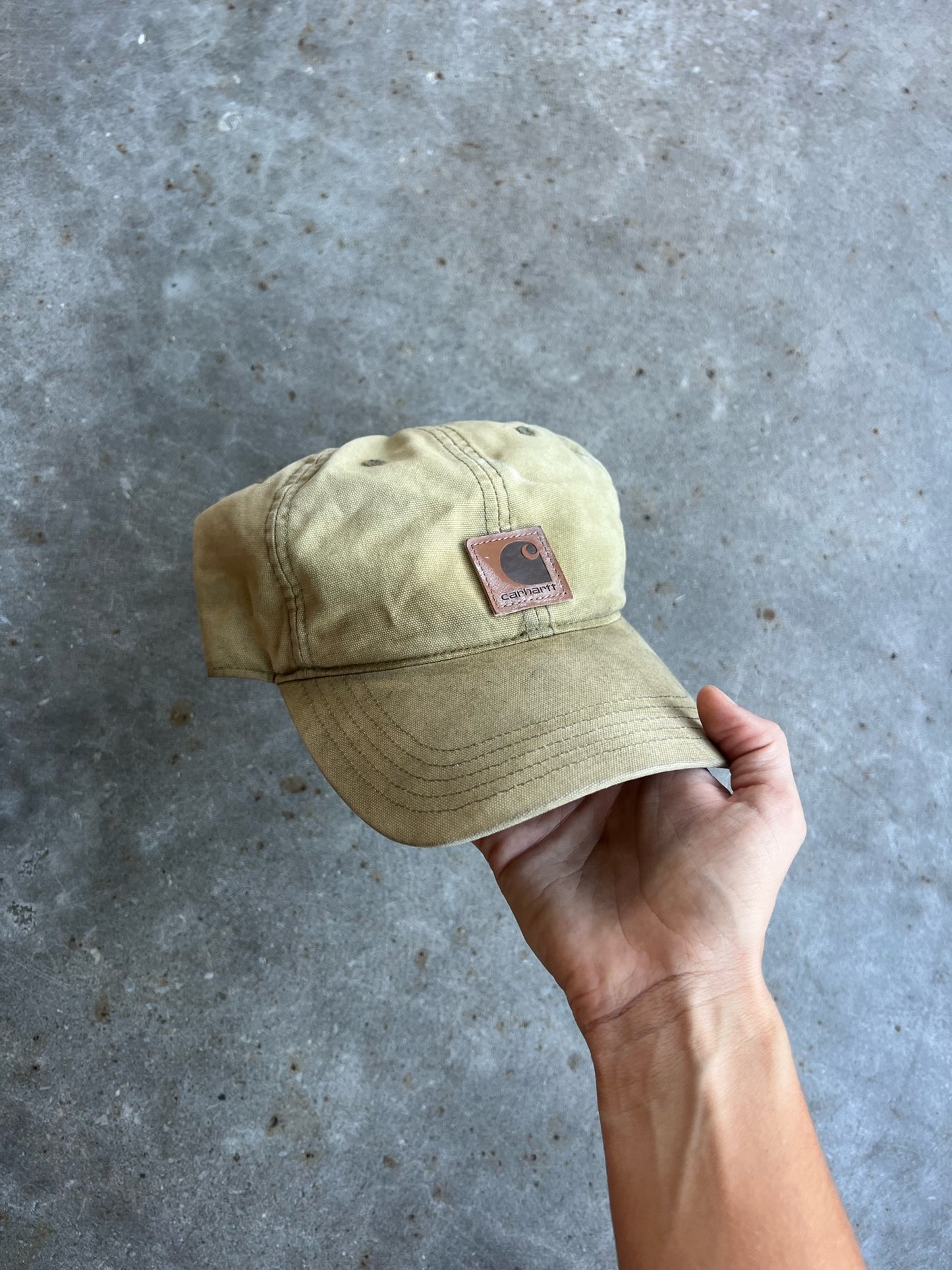 Vintage Faded Yellow Carhartt Velcro Hat