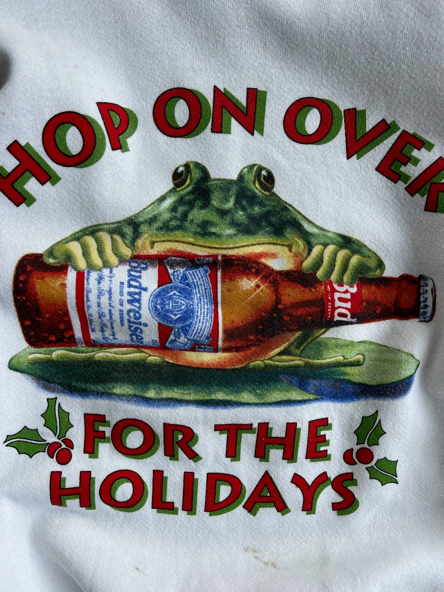 Vintage Budweiser Hop On Over For the Holidays Crew - L