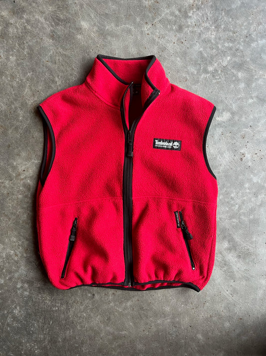 Vintage Red Fleece Timberland Vest - S