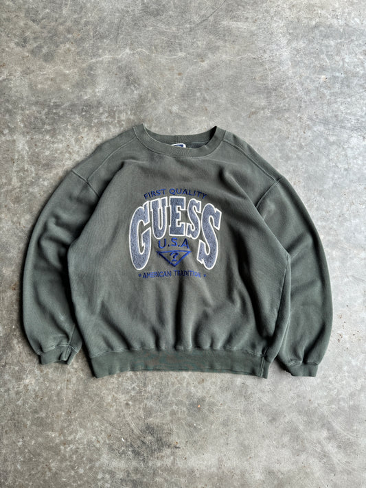 Vintage Guess USA Green Crew - L