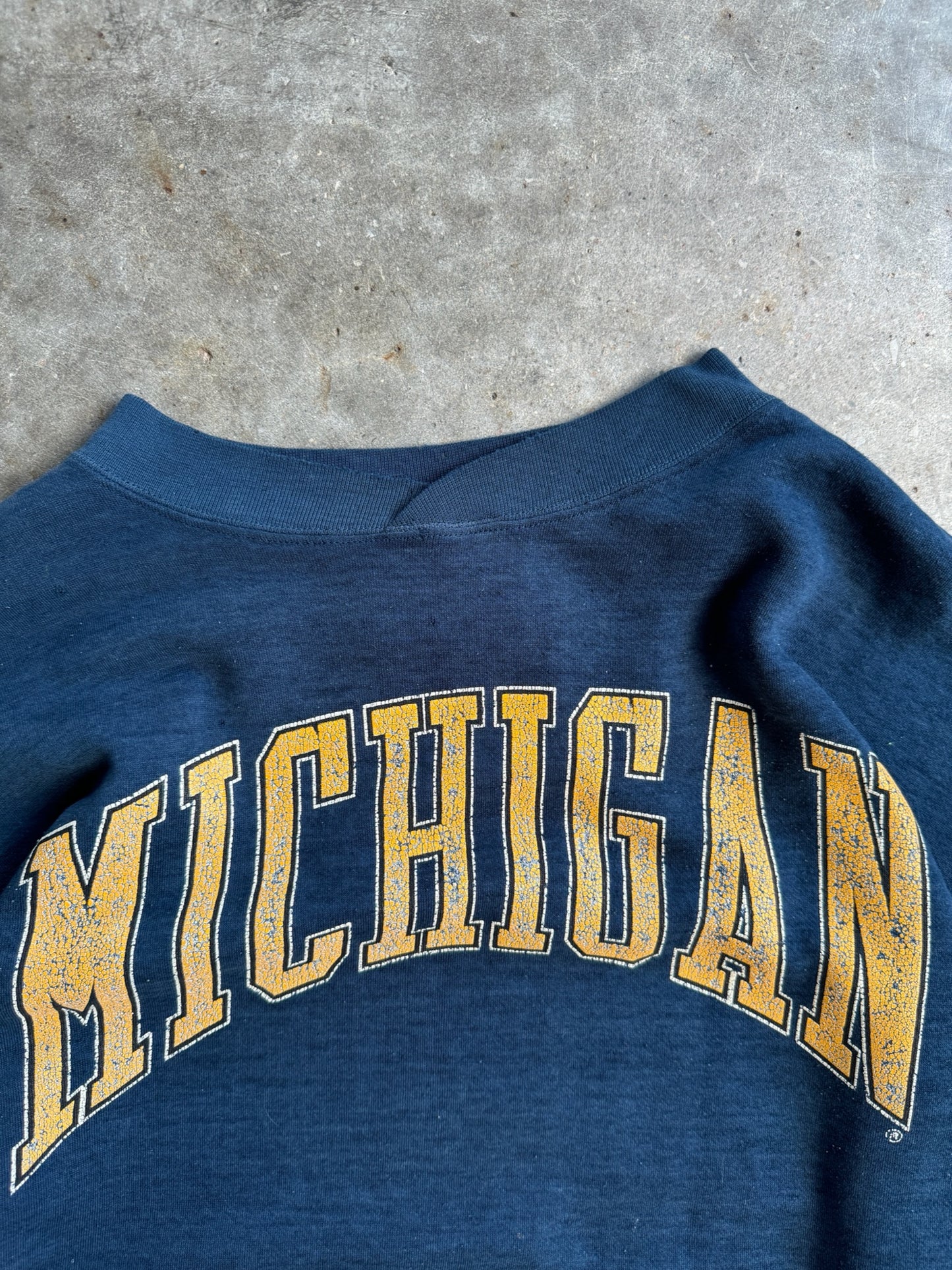 Vintage Faded & Distressed Michigan Crew - XL