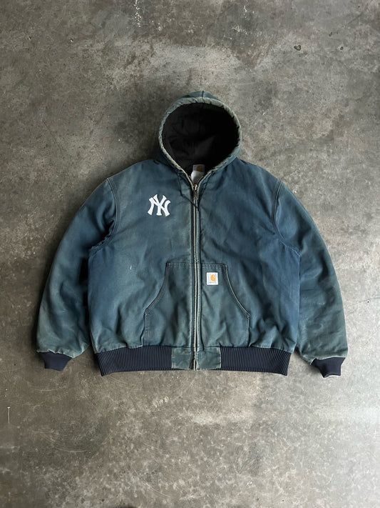 Vintage Yankees Faded Navy Hooded Carhartt Jacket - XL