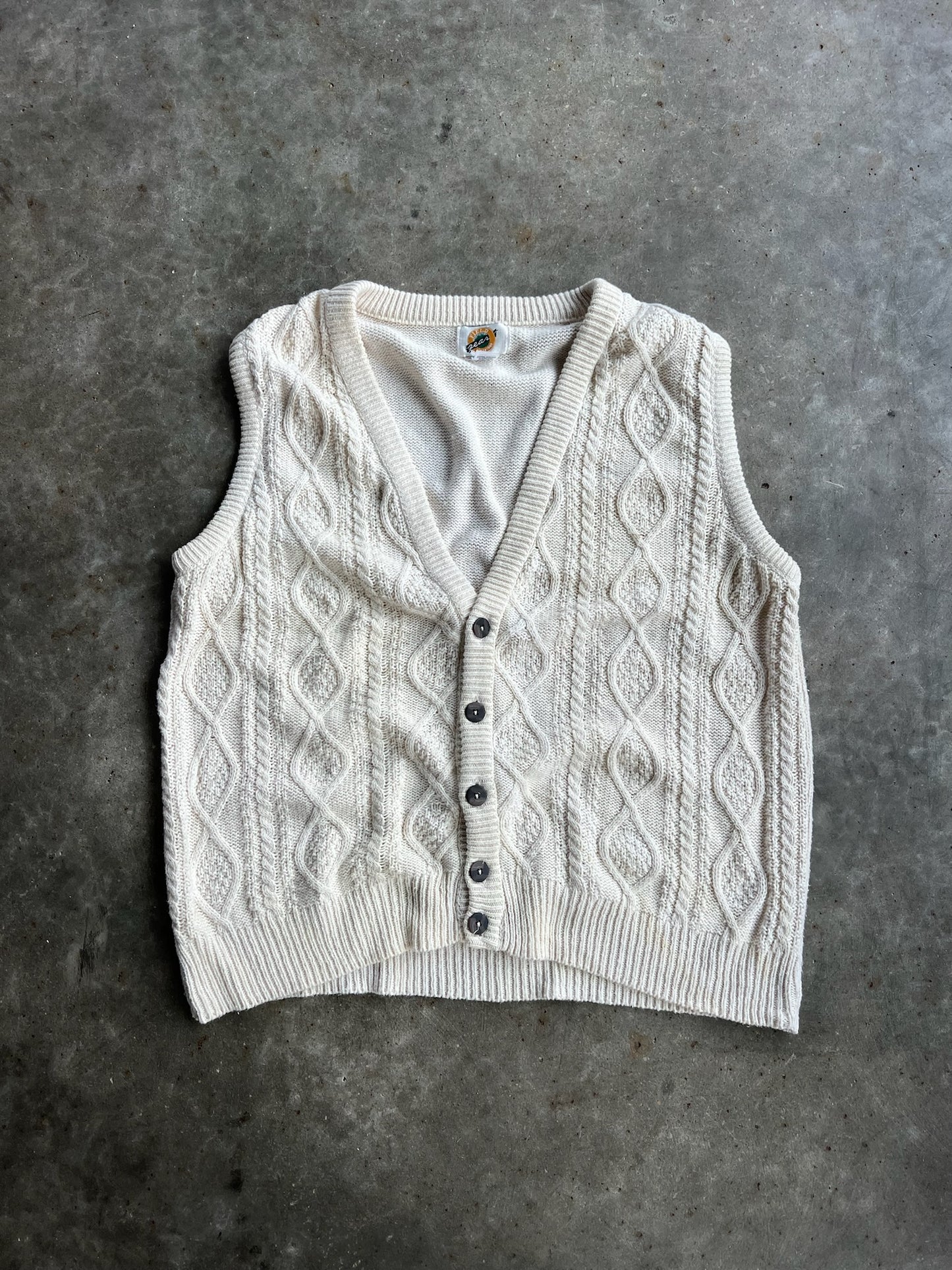 Vintage Field Gear White Sweater Vest - XL