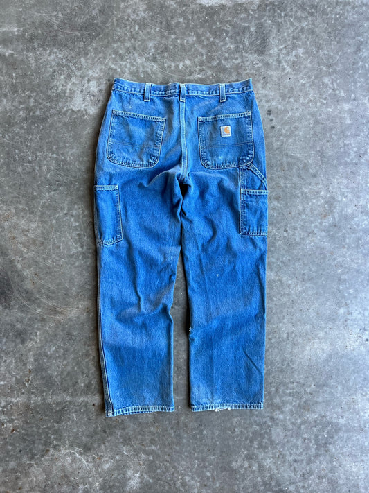 Vintage Distressed Dark Wash Carhartt Carpenter Pants - 34