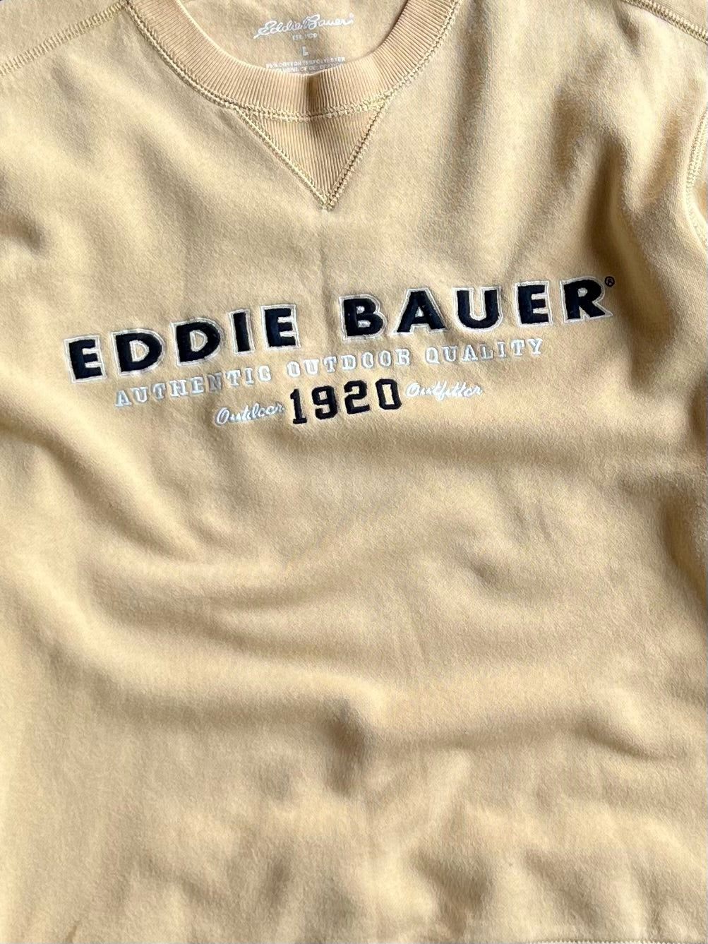 Vintage Light Yellow Eddie Bauer Crew - L