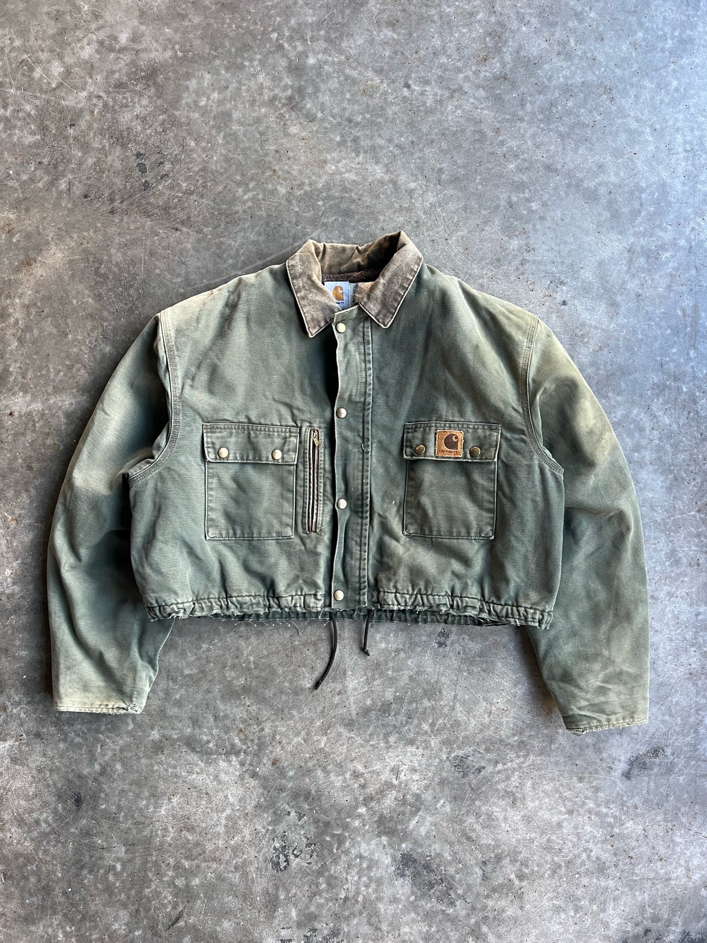 Vintage Green Flannel Lined Cropped Carhartt Jacket - XL