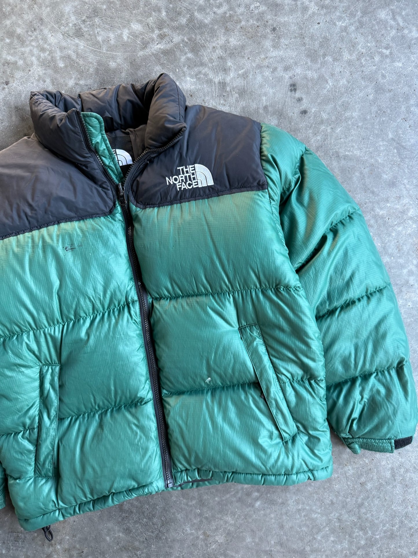 Vintage Green/Black North Face Puffer Jacket - M