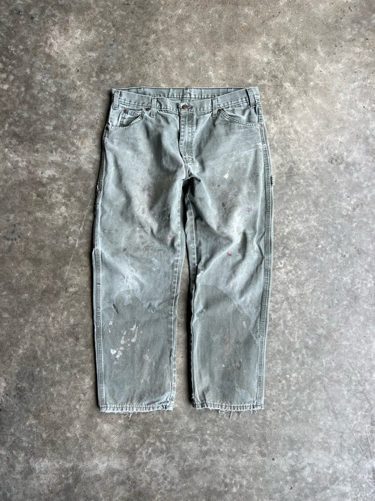 Vintage Faded Green Painted Dickies Carpenter Pants - 36