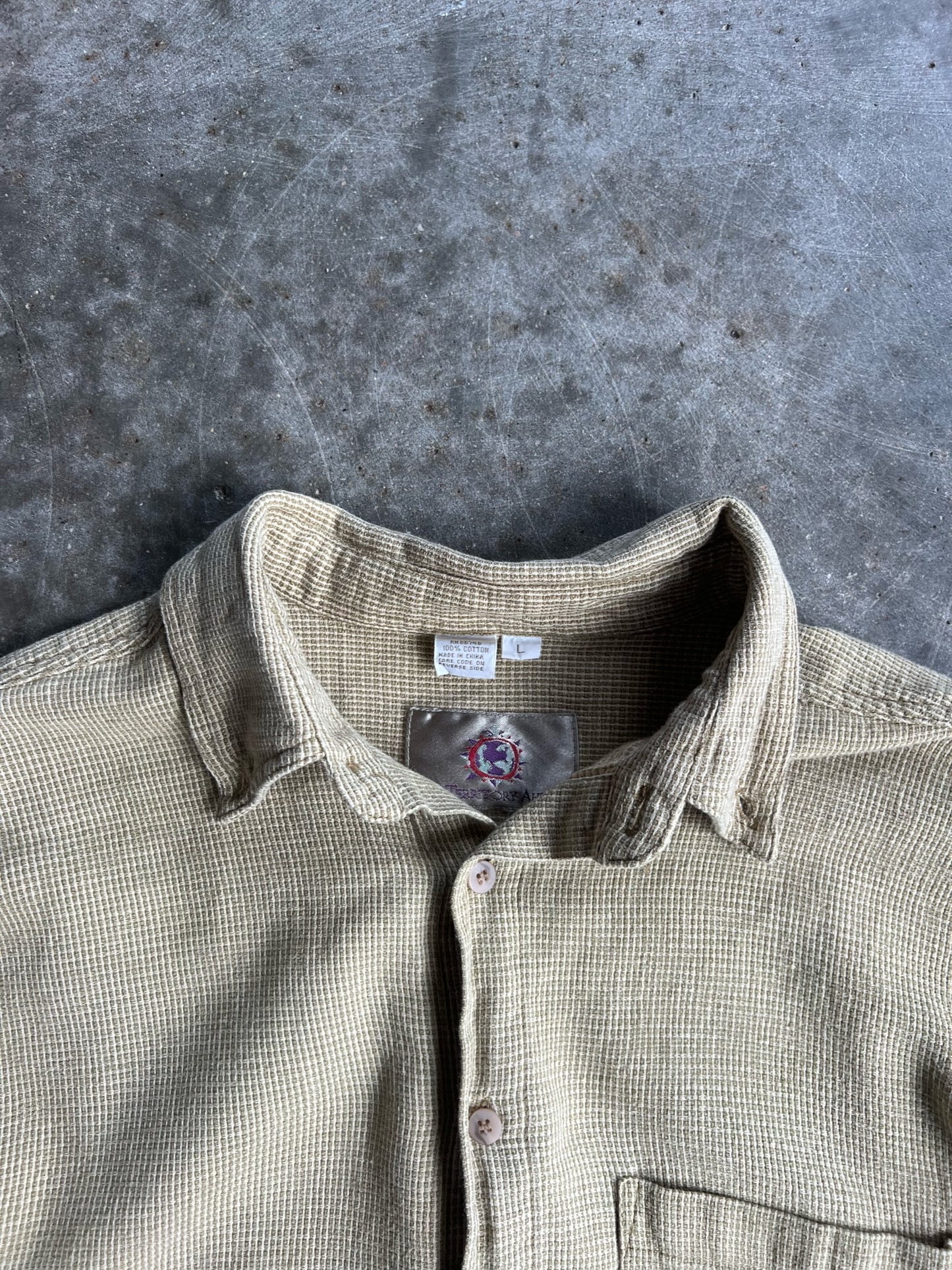 Vintage Flannel Beige Button Up - L