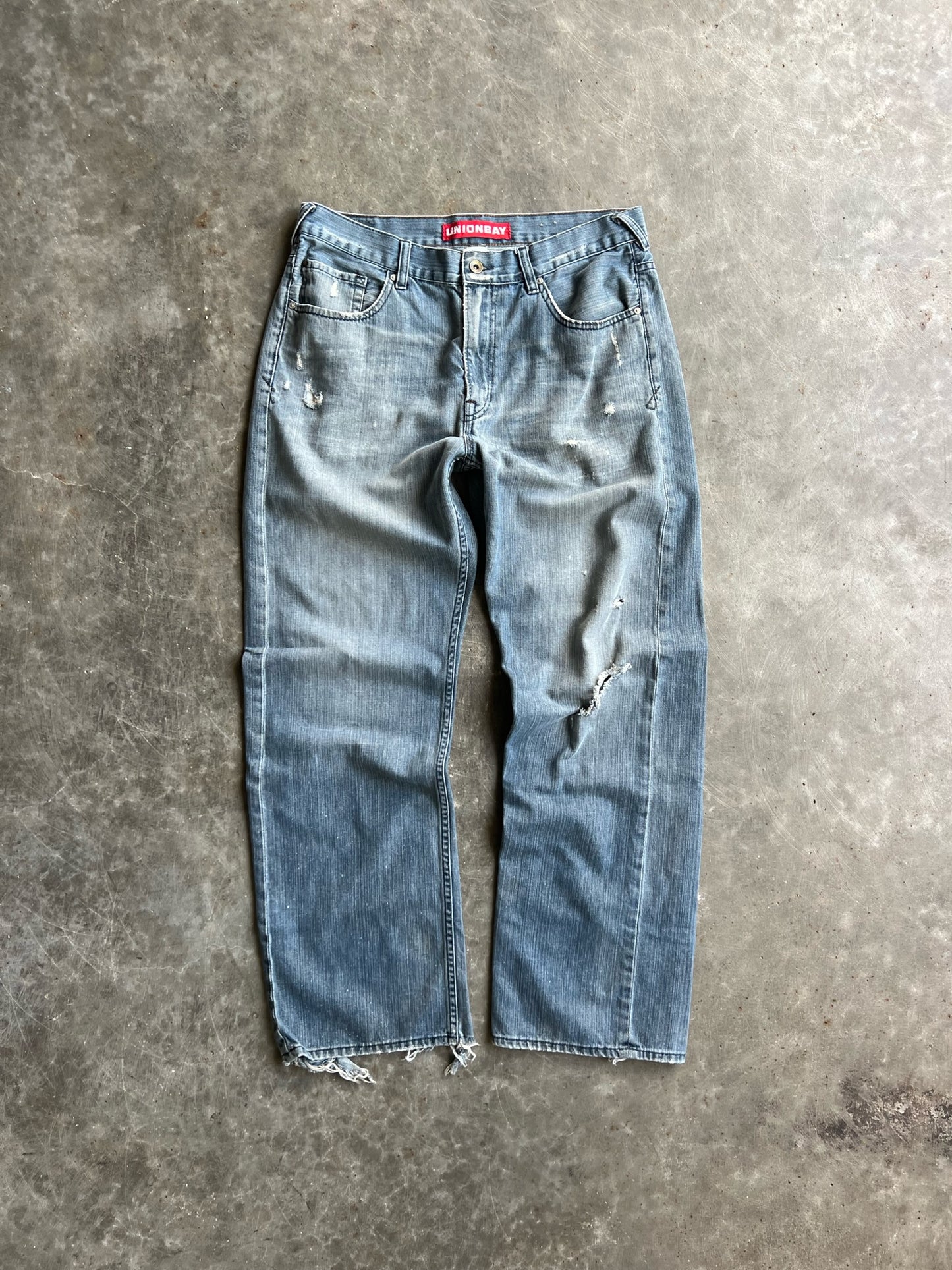 Vintage Distressed Faded Dark Wash Union Bay Pants - 34