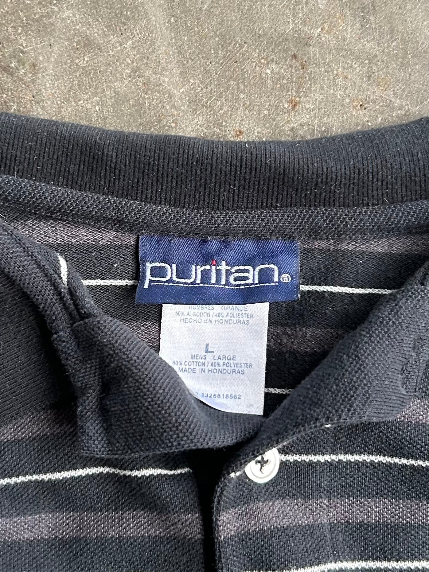 Vintage Puritan Long Sleeve Cropped Polo - L