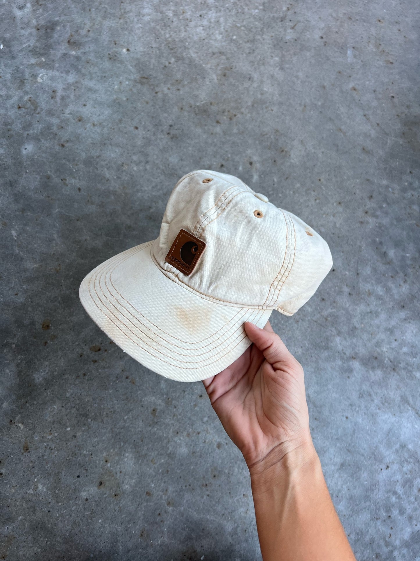 Vintage Cream Carhartt Velcro Hat