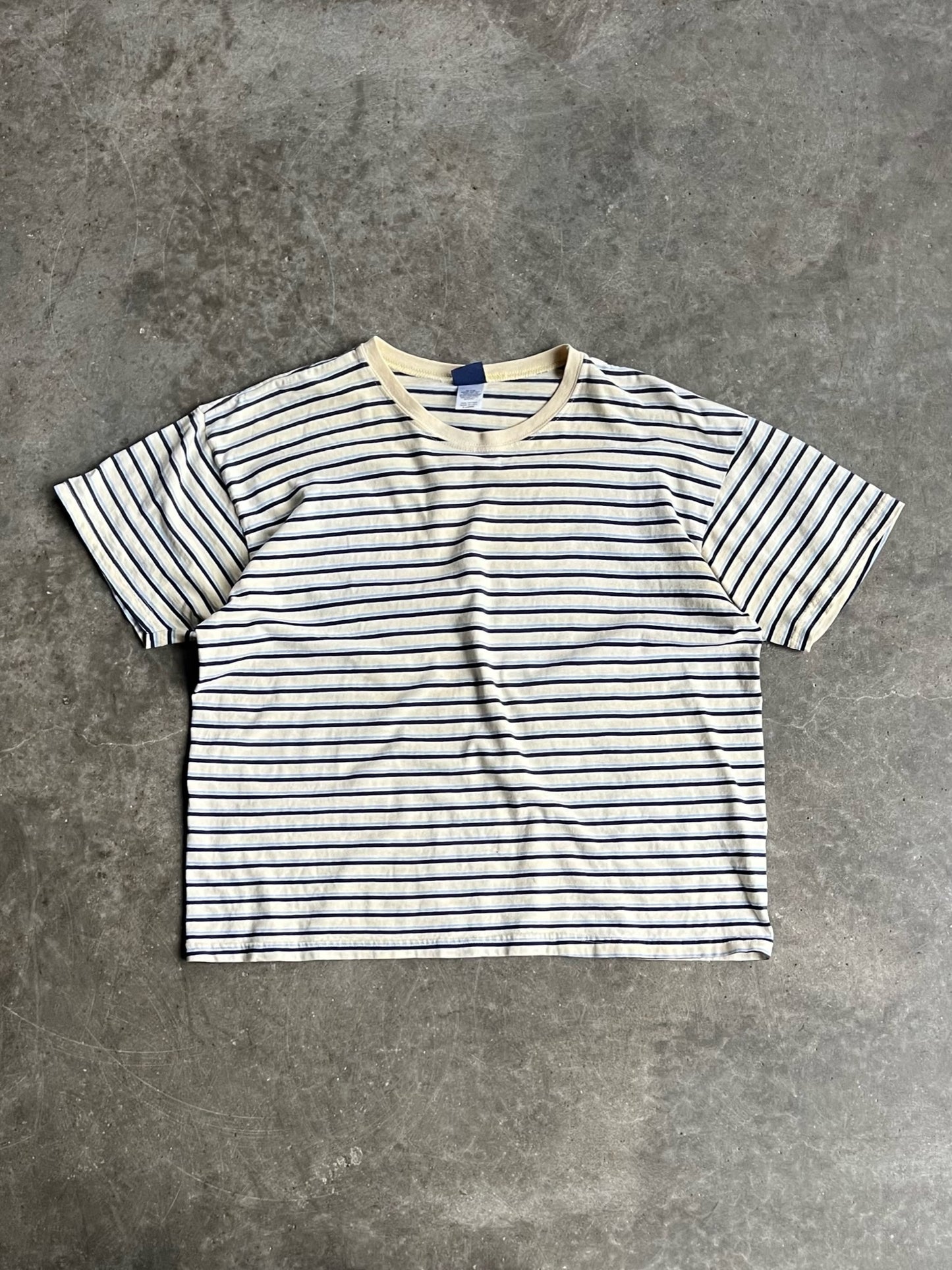 Vintage Pale Yellow Striped Shirt - XL