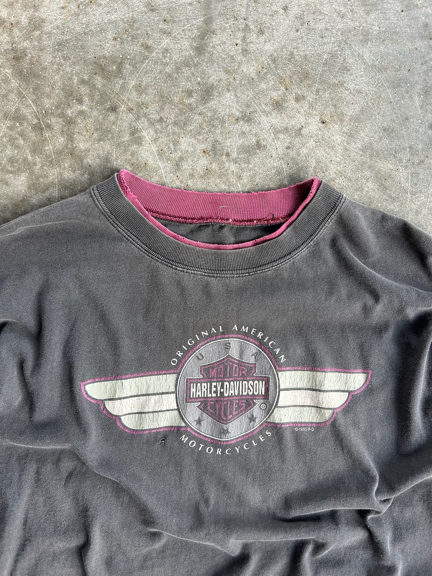 Vintage Two Tone Harley Davidson Long Sleeve Shirt - XL