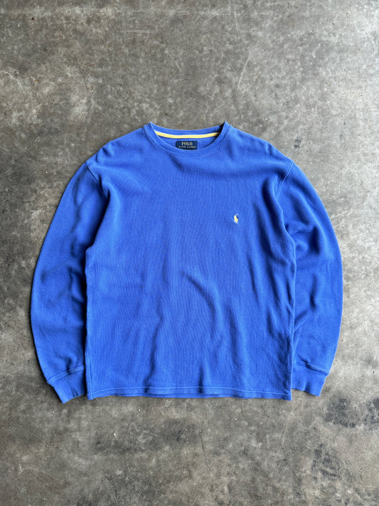 Vintage Cobalt Blue Polo Thermal - L