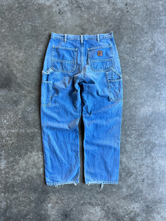 Vintage Medium Wash Distressed Carhartt Carpenter Pants - 34