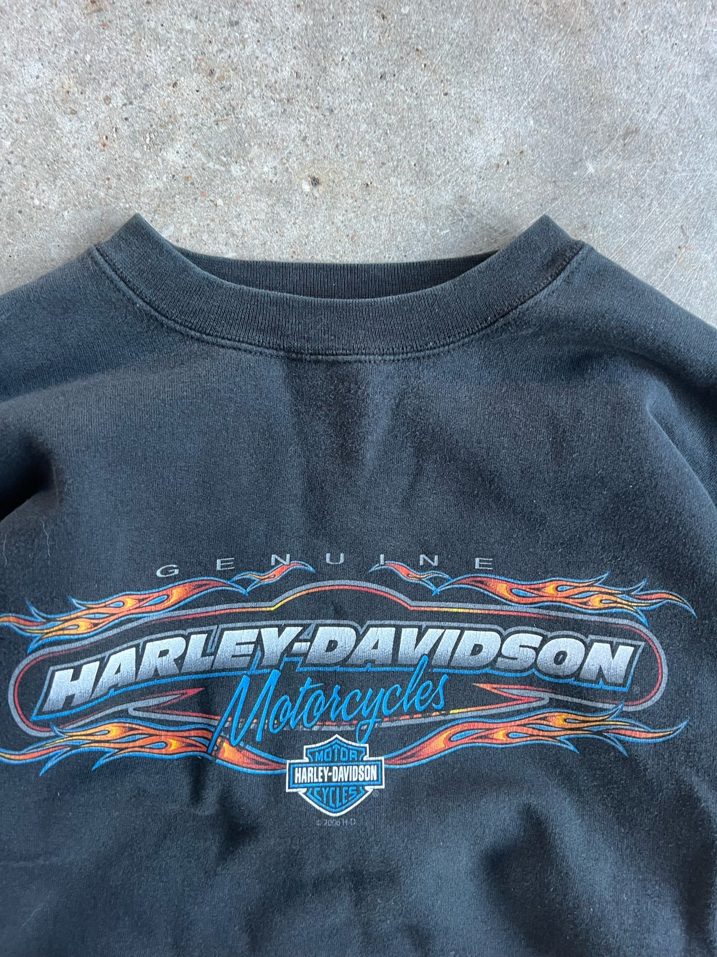 Vintage Black Lancaster Harley Davidson Crew - L