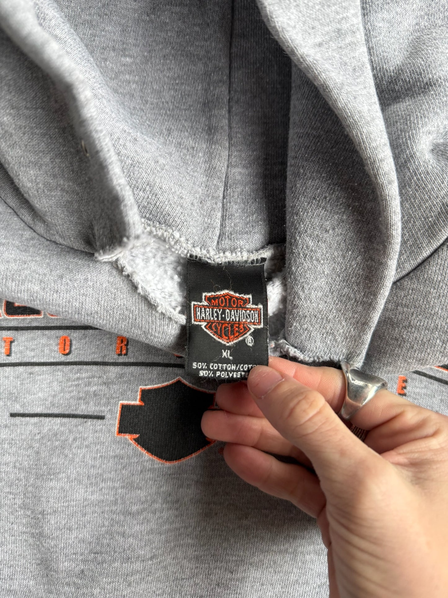 Vintage Grey Harley Davidson Hoodie - XL