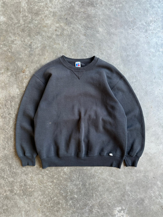 Vintage Black Blank Russell Crew - L