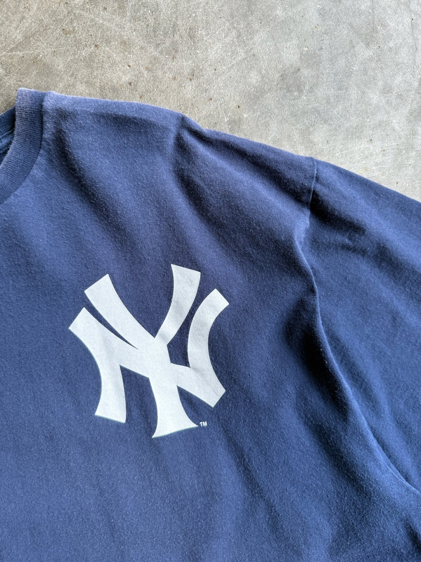 Navy Cropped Yankees Shirt - XL