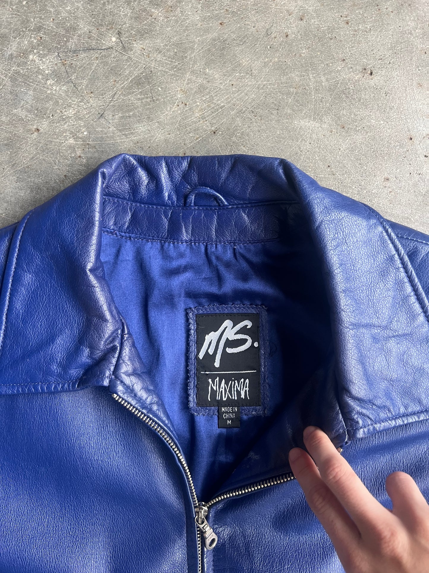 Vintage Maxima Royal Blue Leather Jacket - M