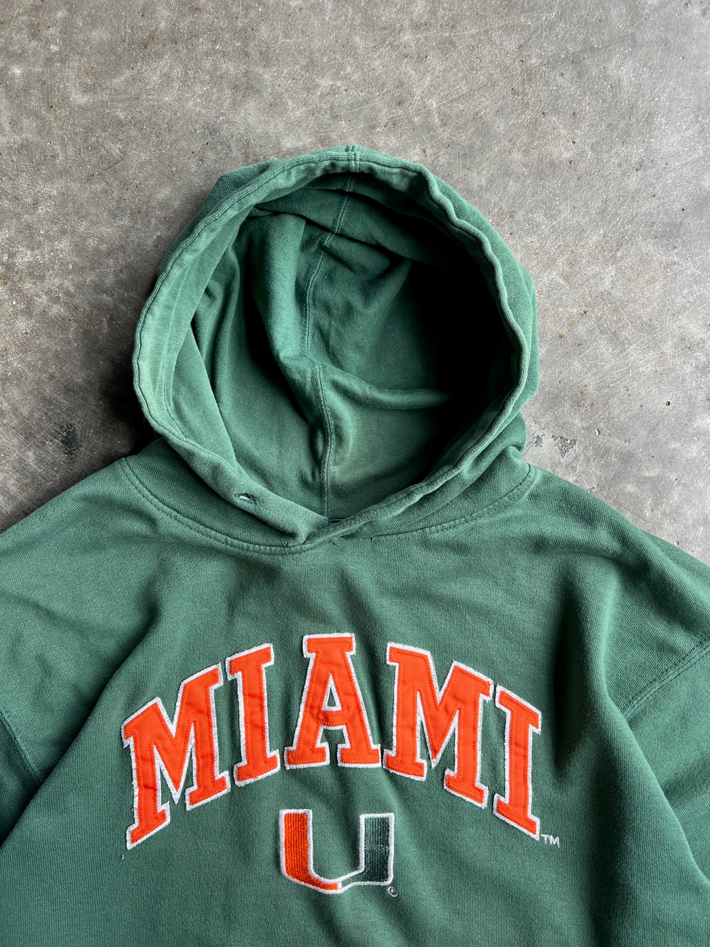 Vintage Green University Of Miami Hoodie - XL