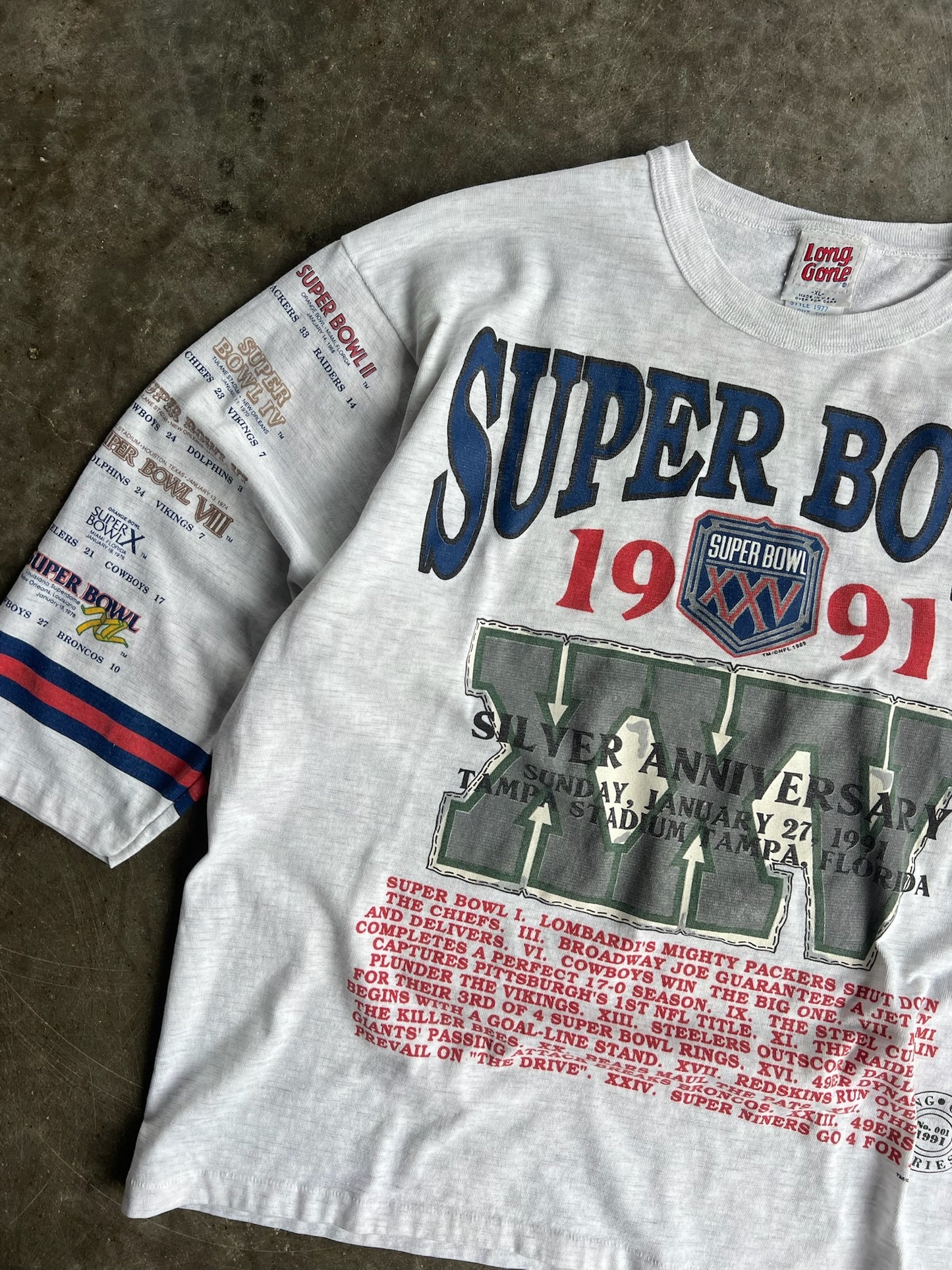 Vintage Super Bowl XXV Long Gone Shirt - XL