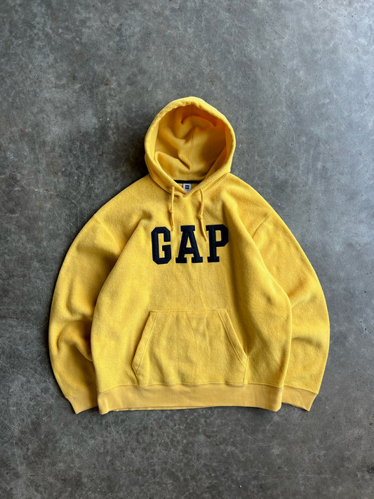 Vintage Yellow Fleece Gap Hoodie - L