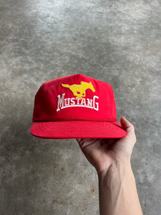 Vintage Red Mustang Strapback Hat